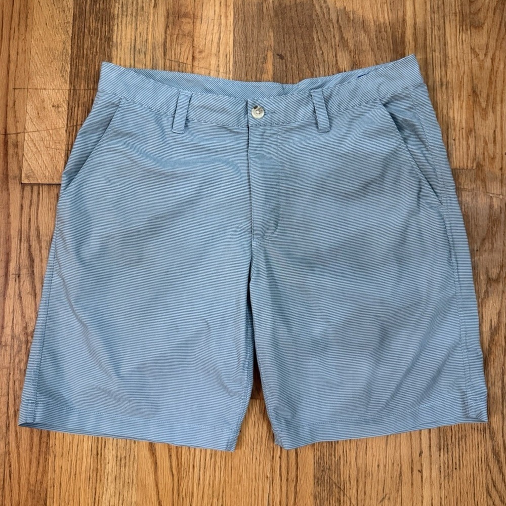 Southern Tide Men's 36 T3 Golf Shorts Blue Stripe  Flat Front Stretch 9"